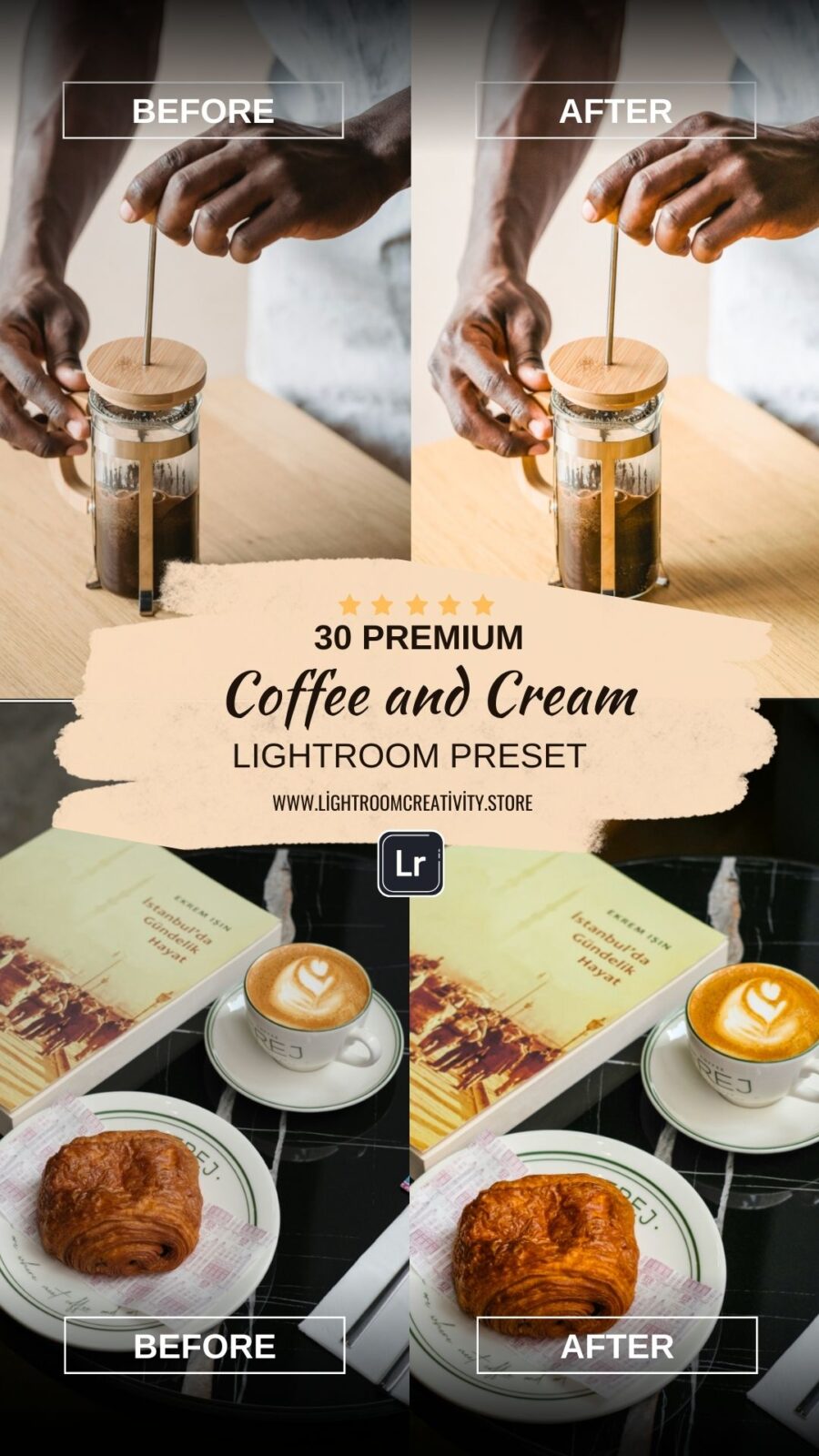30 Premium Coffee And Cream Lifestyle Lightroom Presets Collection